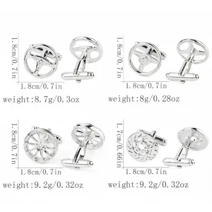 Boutons de manchette pour hommes volant de voiture tendance argenté chemise d'affaires élégants