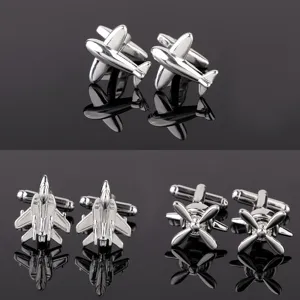 Boutons de Manchette Avion Golf Menottes en Cuivre pour Homme Chemise Française Argenté Électroplaqué Affaires Mariage