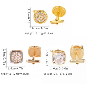 Superbe ensemble de manchettes de luxe en cristal et perle pour chemises formelles.