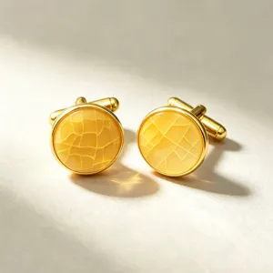 Boutons de manchette ronds dorés luxueux avec incrustation de coquille pour chemises.
