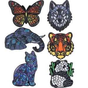 Set van 6 dier émail speldjes vlinder wolf tijger olifant kat panda badges mode leuk
