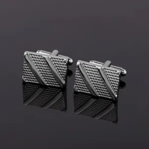 Men Business Square Brushed Metal Cufflinks French Formal Dress Shirt Cuff Links Suit Accessories Jewelry Gift