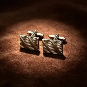 Elegant square brushed cufflinks for men, perfect for business formal attire and suits.