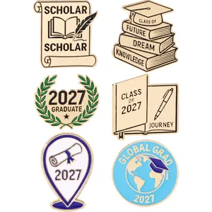 Set di spille smaltate di laurea 2027 cappello libro distintivo in metallo regalo per studenti
