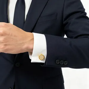 Boutons de manchette ronds dores cristal homme luxe chemise formelle accessoires