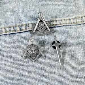 Vintage rétro hip-hop style franc-maçon broche épingle ensemble pour hommes bijoux