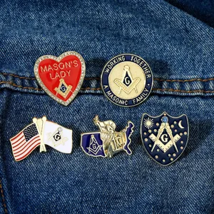 Set de broches épingles maçonniques vintage élégantes, badges en métal pour costumes hommes.