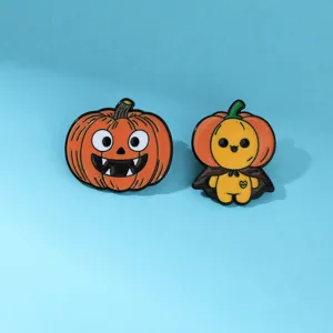 Halloween Enamel Brooch Pin Cute Cartoon Pumpkin Ghost Metal Badge Holiday Jewelry Gift For Clothes Backpack Unisex