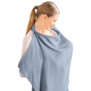 Detailed view of soft cotton nursing cover, breathable double-layer gauze fabric for baby feeding.