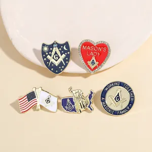 Ensemble de broches vintage francs-macons, insigne email pour costume homme accessoires