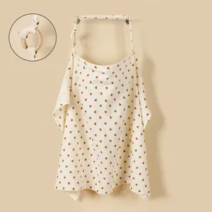 Pure cotton nursing cover with cute heart print, double gauze breastfeeding apron and stroller cover.