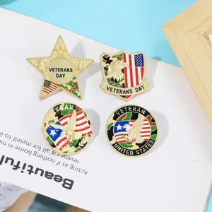 Veterans Day patriotic metal lapel pins badge set for clothing and bags decoration