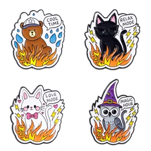 Cute cartoon animal enamel pins badge set, metal brooch for clothing bags and backpacks.