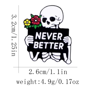 Halloween cartoon skeleton enamel pin metal badge creative clothing bag backpack accessory gift