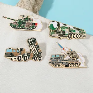 Set de magnets de frigo en métal série militaire, épingles camouflage char lance-missiles.