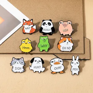 Cute cartoon animal alloy brooches funny expressions enamel pins backpack badges decor.