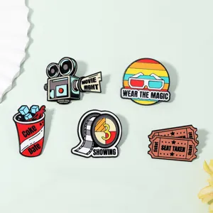 Film thema emaille speldjes set, leuke bioscoop badges voor rugzak en kleding decor.