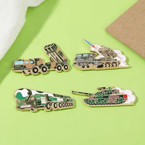Série militaire en métal émail épingle aimant de réfrigérateur ensemble avec chars et missiles.