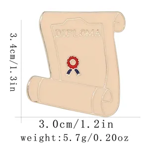 Abschluss Diplom Schriftrolle Emaillierte Brosche Anstecknadel, elegantes Metallgeschenk.