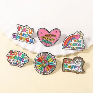Pins en émail de santé mentale, broches motivantes colorées pour sac à dos et vêtements.