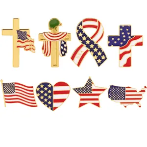 American flag enamel pin set, independence day patriotic brooch badge apparel accessories