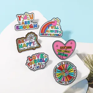 Lot de broches émaillées inspirantes pour la santé mentale, badge positif pour sac à dos.