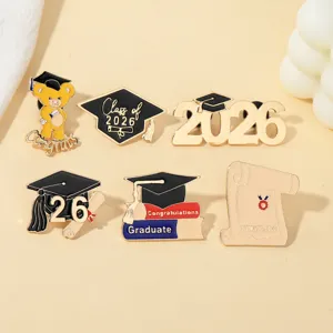2026 Abschluss Brosche Set Emaille Nadeln Hut Bär Diplom Abzeichen Student Geschenk Detail