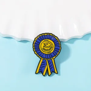 Abschluss Emaille Anstecknadel Brosche, süßes blau gelbes Design für Kinder Geschenke.