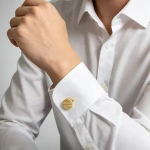 Klassische goldfarbene Herren Manschettenknöpfe mit runder Spirale für Hochzeit Business Anzug.