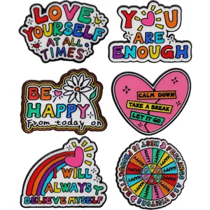 Ensemble de badges en émail métallique de motivation de santé mentale mignons et stylés