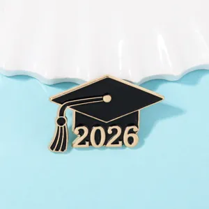 2026 Doktorhut Emaillierte Nadel Schwarz Gold Brosche Studenten Gedenkgeschenk Dekoration