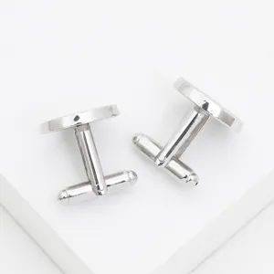 Silberne Metall Herren Manschettenknöpfe klassisch rund Hochzeit Business Hemd Zubehör