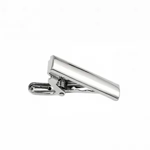 Stainless steel tie clip for men, simple silver metallic business suit shirt tie clip detail