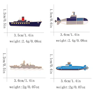 Military model cartoon submarine warship alloy brooch badges with clear size details.