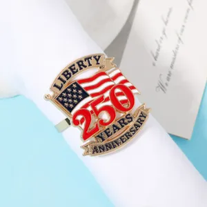Portatovagliolo commemorativo 250 anni USA in metallo lega bandiera decorazione tavola