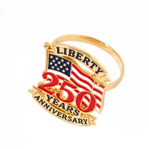 Anello portatovagliolo in metallo del 250° anniversario, bandiera USA per tavola.