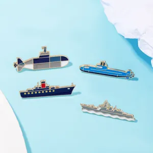 Alloy military submarine battleship brooch badge cute cartoon backpack clothing accessory