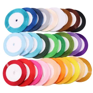 6mm satin ribbon colorful polyester fabric rolls for gift wrapping and DIY crafts decor