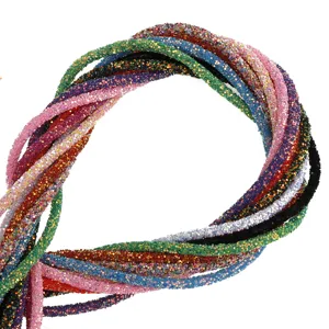 Colorful glitter cords tubes for DIY crafts hair accessories shoe decorations crafting supplies