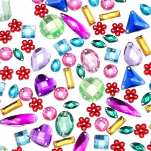 Farbige Acryl Strasssteine flache Rückseite sortierte Formen Kristall DIY Handwerk Details.