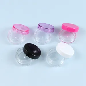 Set di 5 barattoli cosmetici in plastica trasparenti vasetti per crema colorati.