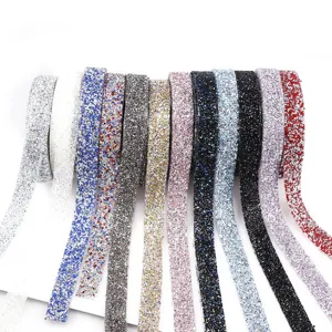 2cm klebendes Strassband glänzende Kristall Diamant Streifen DIY Kleidung Zubehör Gürtel
