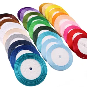 6mm satin ribbon rolls colorful polyester fabric tapes for gift wrapping and DIY crafts decor