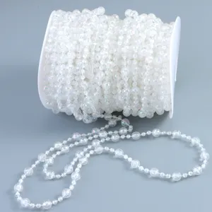 Transparent crystal bead chain roll for wedding decoration, DIY crafts and party background setup.