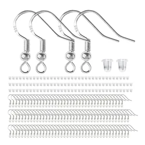 Ganci per Orecchini in Argento 925 Fatti a Mano DIY con Tappi per Orecchie Trasparenti Accessori per Creazione Gioielli