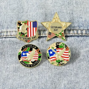 Military veteran metal lapel pin set patriotic eagle badge clothing bag brooch accessories