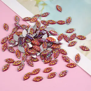 Colorful resin rhinestones 7x15mm horse eye flatback gems for DIY craft accessories