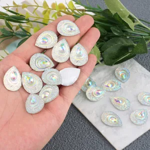 18x24mm Teardrop Resin Flatback Rhinestones AB Color DIY Craft Decor Accessories 50pcs