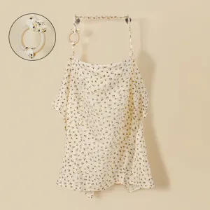 Double layer gauze floral nursing cover, breathable cotton breastfeeding shawl and stroller blanket.