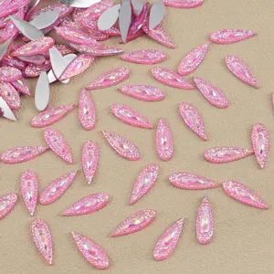Pink horse eye flatback rhinestones 7x21mm sparkly crystals for DIY jewelry nail art